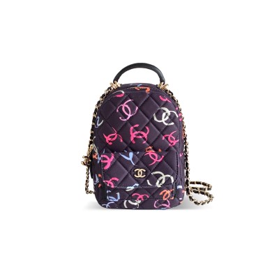 CHANEL MINI MULTICOLOR COCO MARK BACKPACK CHAIN BAG (18*13*9cm)